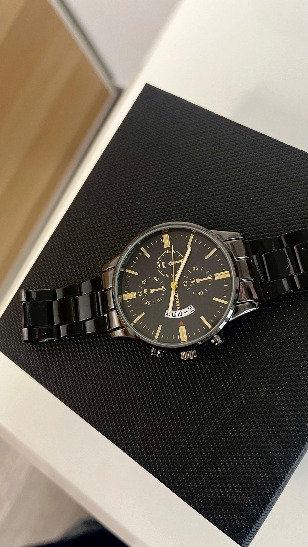 Reloj de Moda para Hombre, Reloj de Cuarzo Negro/Plateado