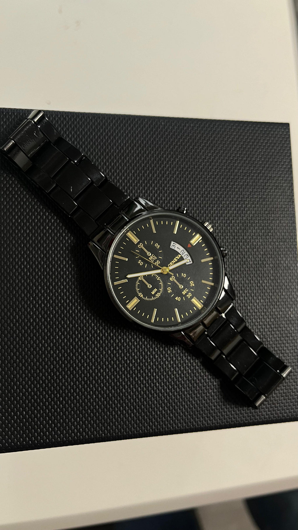 Reloj de Moda para Hombre, Reloj de Cuarzo Negro/Plateado