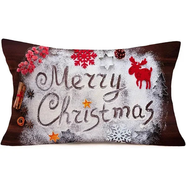 Nueva almohada de estilo navideño con letras simples,diferentes estampados y colores para decoración de hogar o sofá