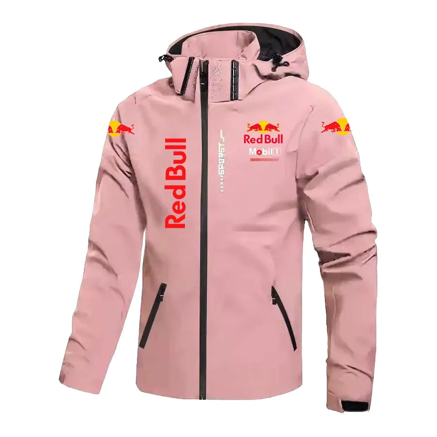 Chaqueta de Red Bull para hombre con capucha desmontable, impermeable