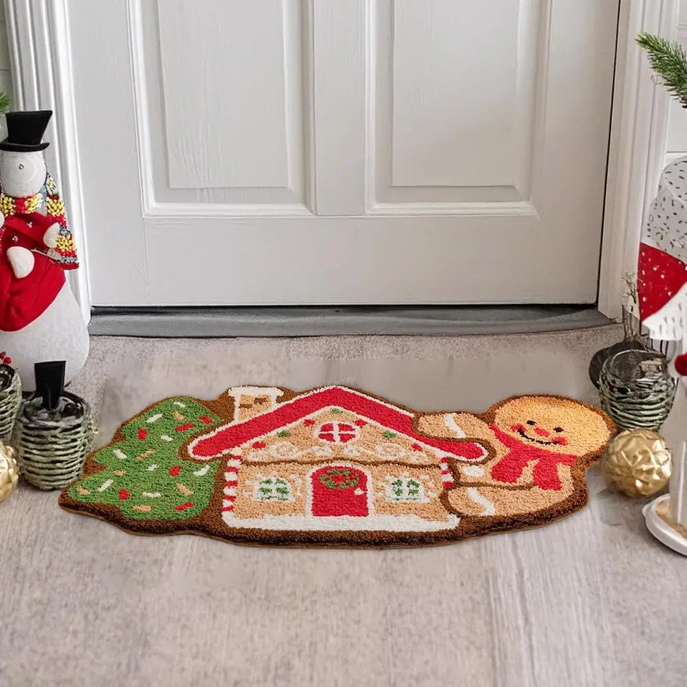 Alfombrillas de cocina navideñas de pan de jengibre,alfombra antideslizante para baño o interior, tapete decorativo para dormitorio