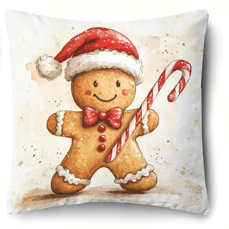 Fundas de cojín festivas de pan de jengibre 2025,funda de cojín para sofá, decoración para el hogar