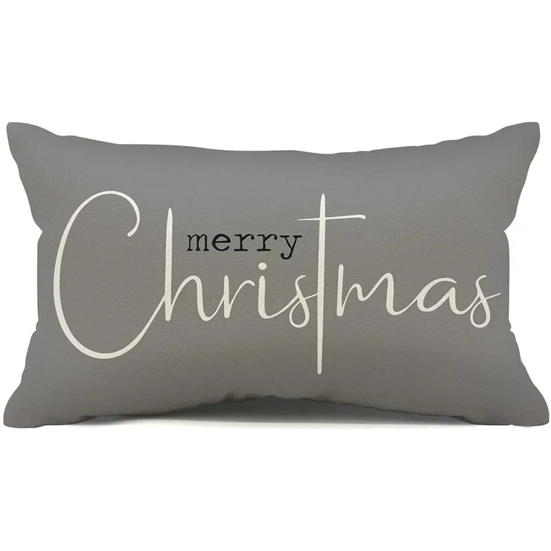 Nueva almohada de estilo navideño con letras simples,diferentes estampados y colores para decoración de hogar o sofá