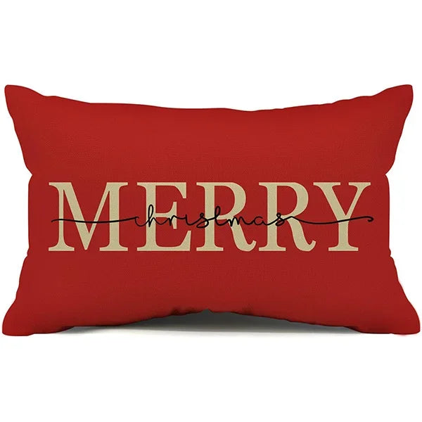 Nueva almohada de estilo navideño con letras simples,diferentes estampados y colores para decoración de hogar o sofá