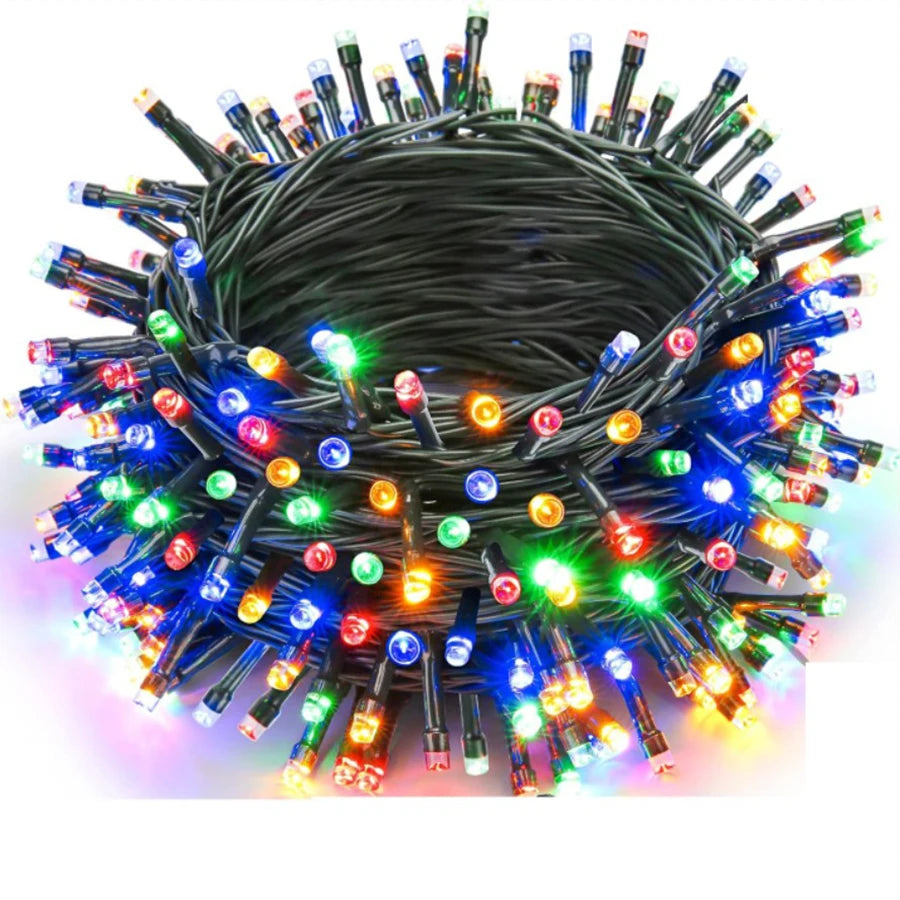 Guirnalda de luces LED de hadas para exteriores,con decoracion navideña