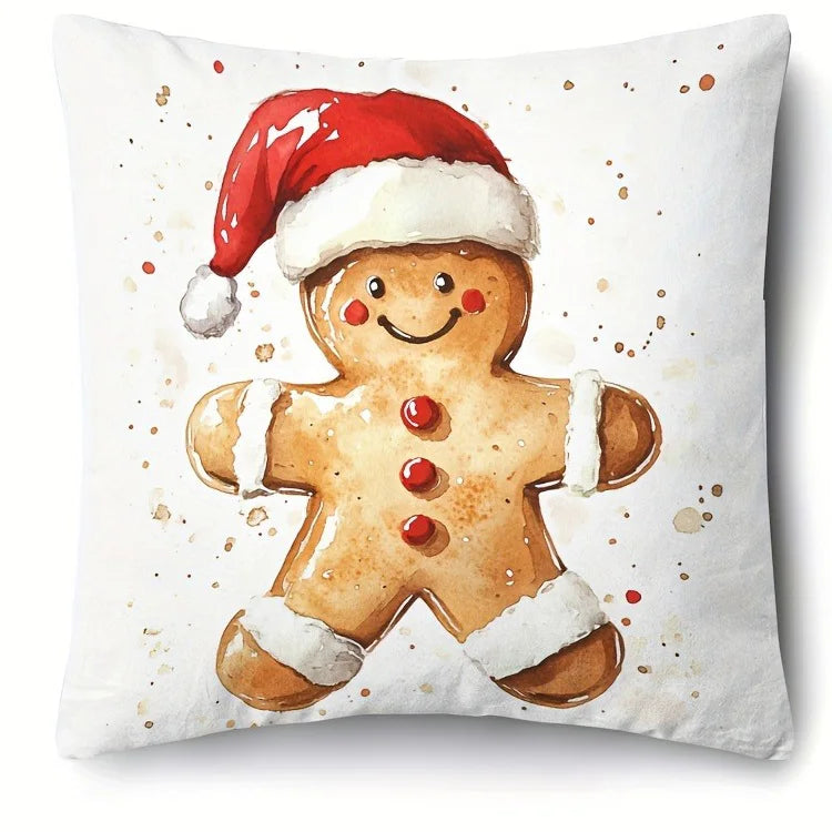 Fundas de cojín festivas de pan de jengibre 2025,funda de cojín para sofá, decoración para el hogar