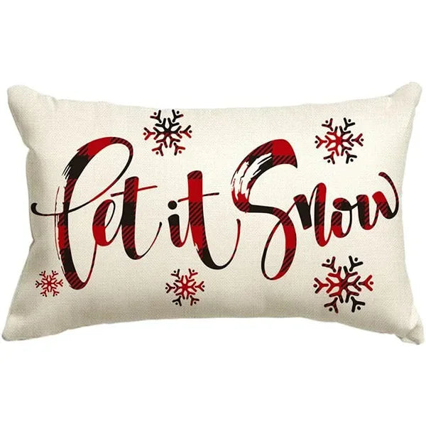 Nueva almohada de estilo navideño con letras simples,diferentes estampados y colores para decoración de hogar o sofá