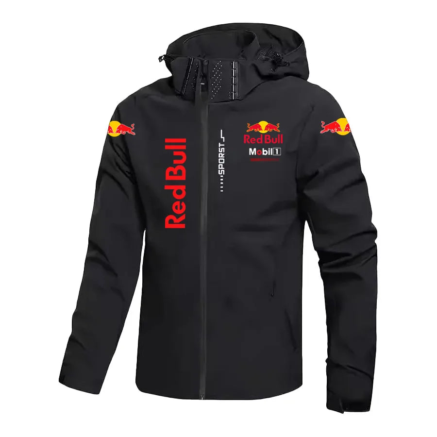 Chaqueta de Red Bull para hombre con capucha desmontable, impermeable