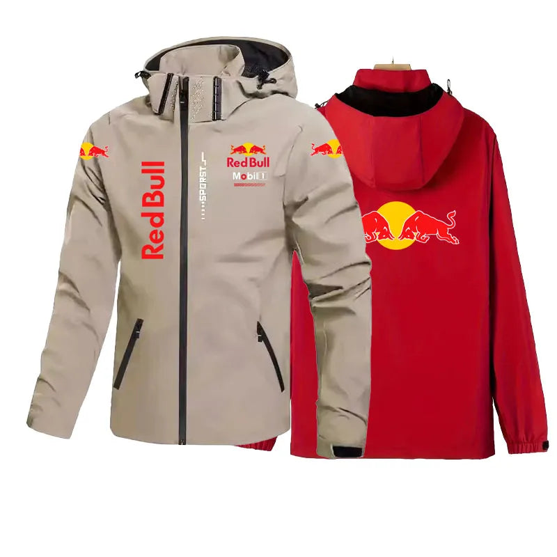 Chaqueta de Red Bull para hombre con capucha desmontable, impermeable