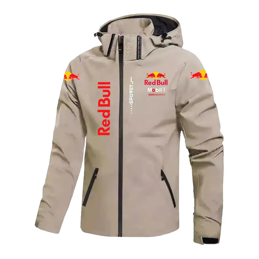 Chaqueta de Red Bull para hombre con capucha desmontable, impermeable