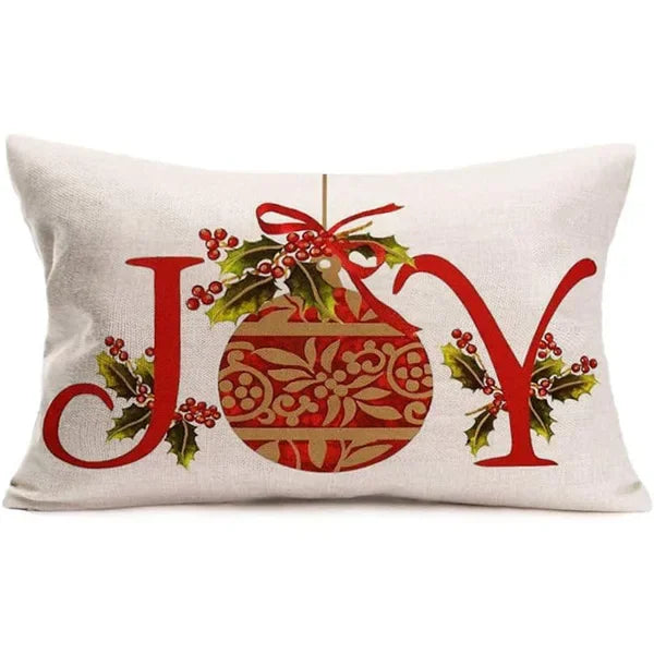 Nueva almohada de estilo navideño con letras simples,diferentes estampados y colores para decoración de hogar o sofá