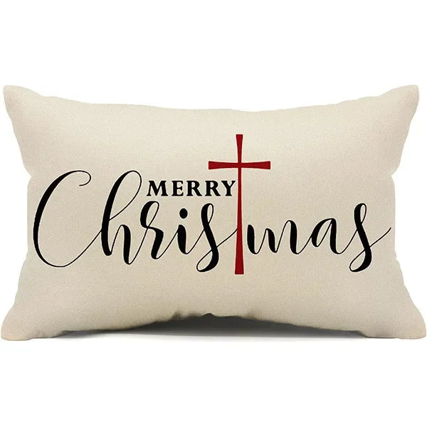 Nueva almohada de estilo navideño con letras simples,diferentes estampados y colores para decoración de hogar o sofá