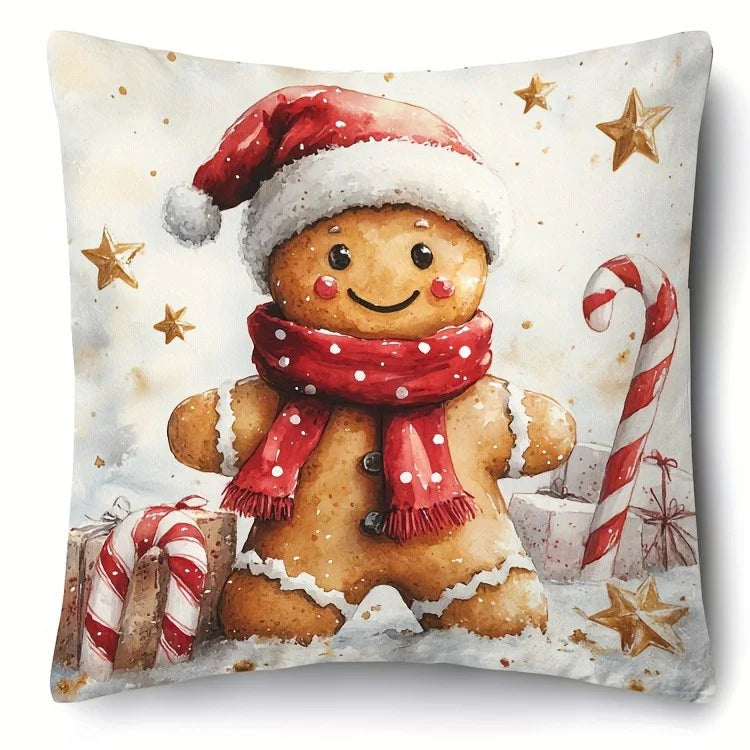 Fundas de cojín festivas de pan de jengibre 2025,funda de cojín para sofá, decoración para el hogar