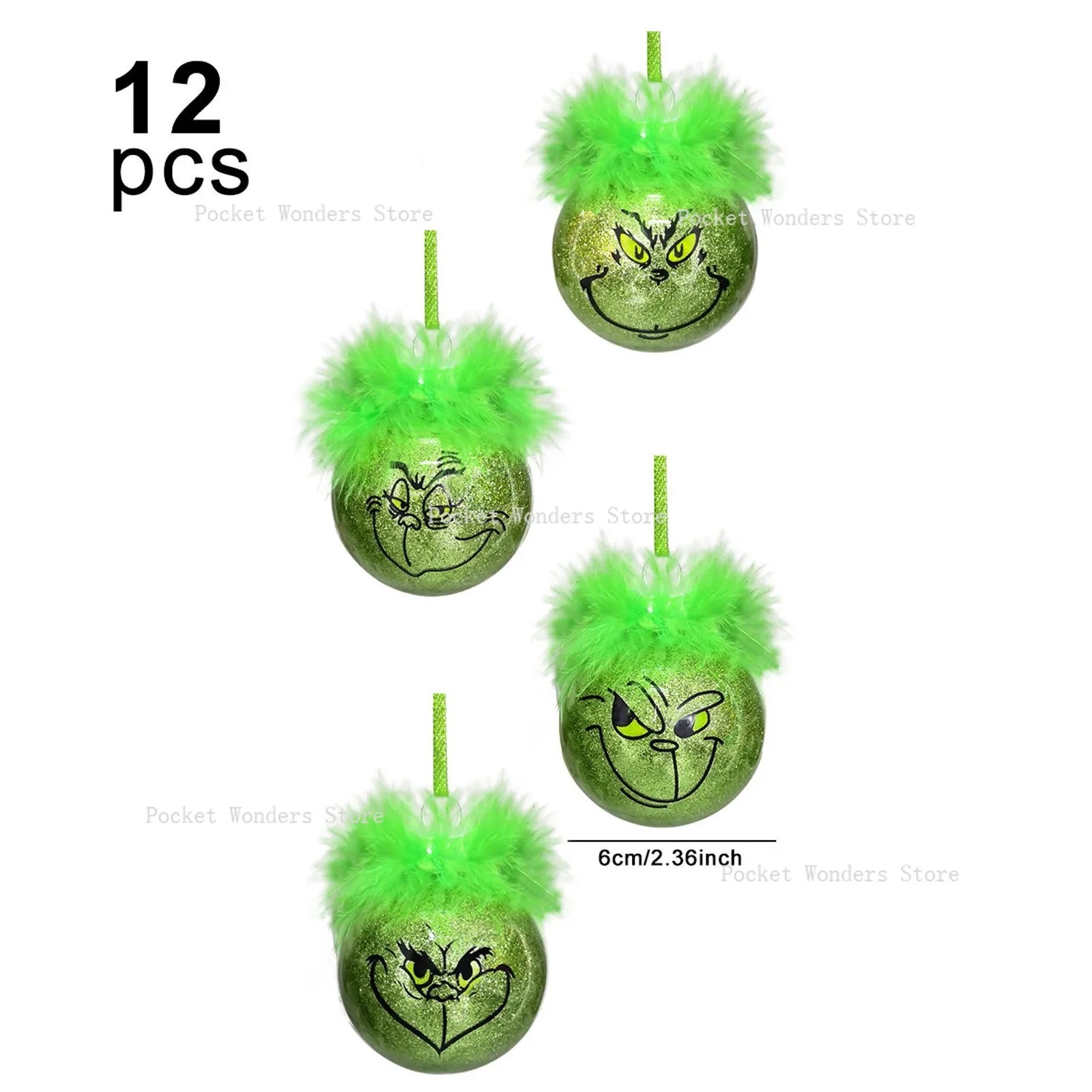 Juego de 12 bolas de Navidad verdes