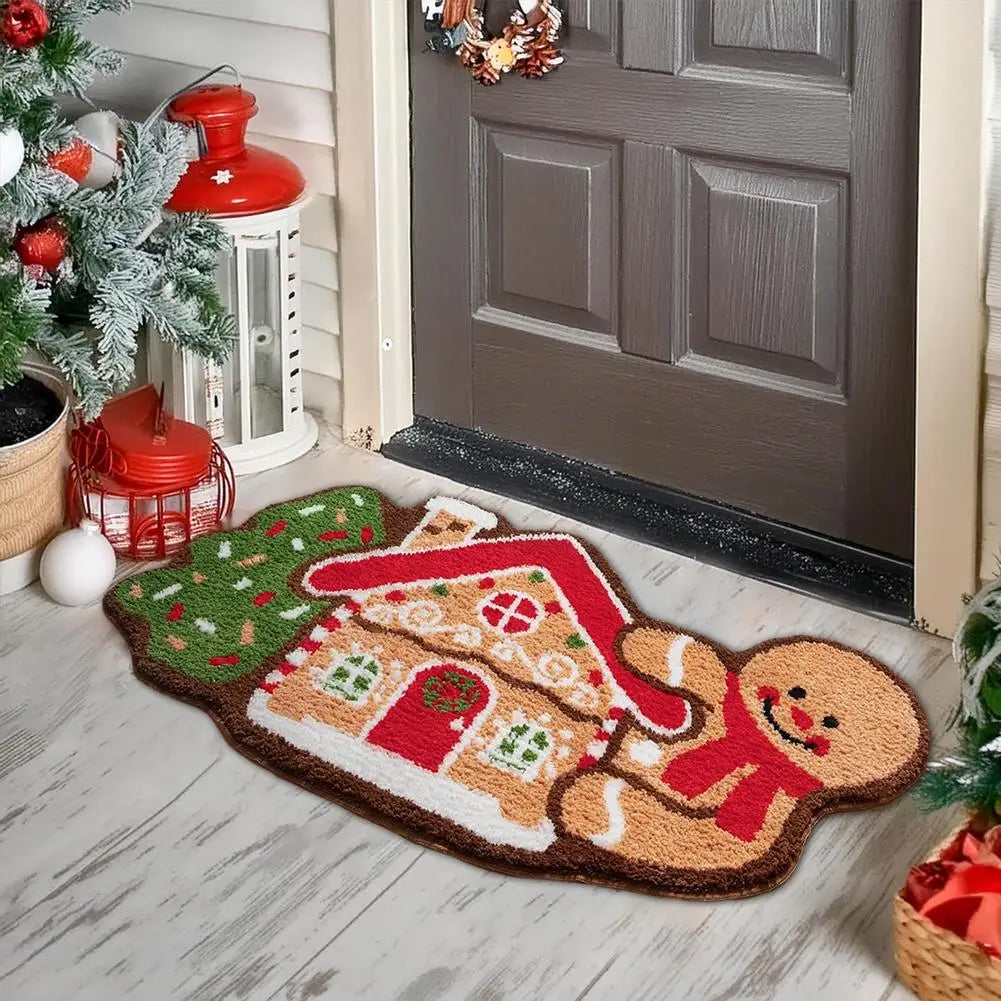 Alfombrillas de cocina navideñas de pan de jengibre,alfombra antideslizante para baño o interior, tapete decorativo para dormitorio