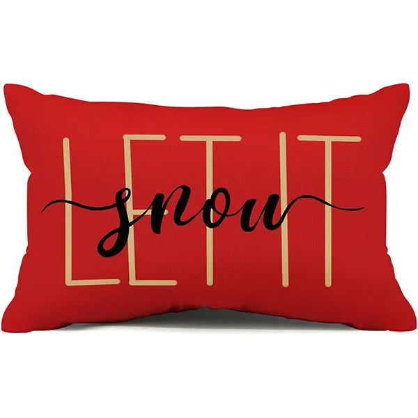 Nueva almohada de estilo navideño con letras simples,diferentes estampados y colores para decoración de hogar o sofá