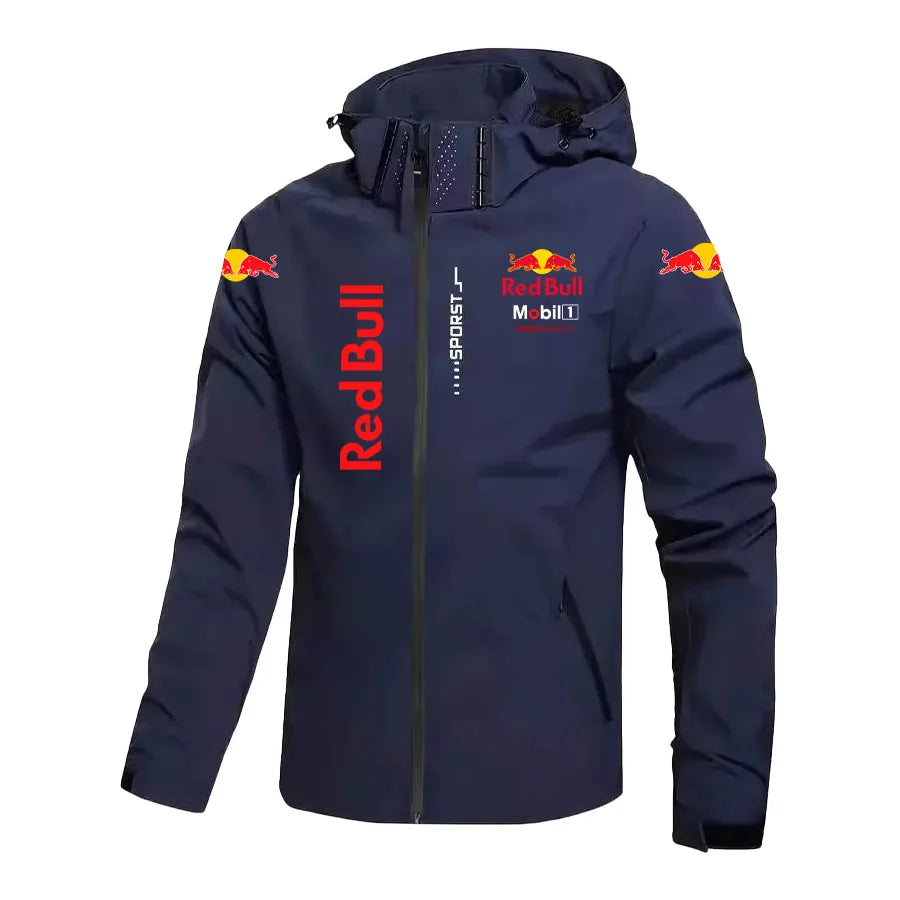 Chaqueta de Red Bull para hombre con capucha desmontable, impermeable
