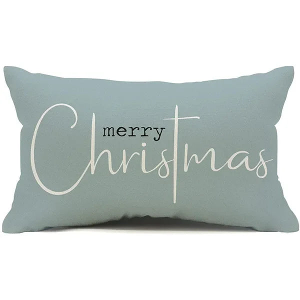 Nueva almohada de estilo navideño con letras simples,diferentes estampados y colores para decoración de hogar o sofá
