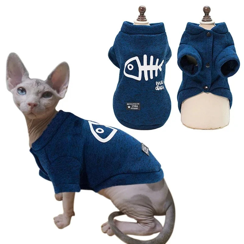 Ropa de gato con diseño de espina de pescado