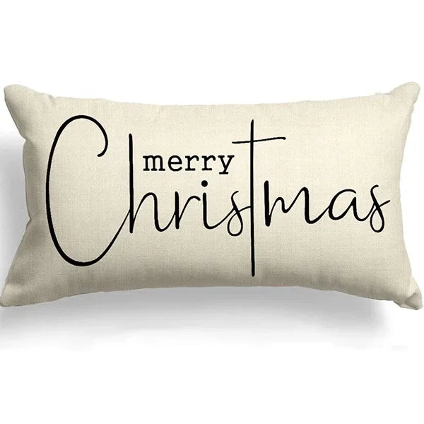 Nueva almohada de estilo navideño con letras simples,diferentes estampados y colores para decoración de hogar o sofá