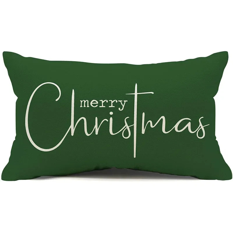 Nueva almohada de estilo navideño con letras simples,diferentes estampados y colores para decoración de hogar o sofá
