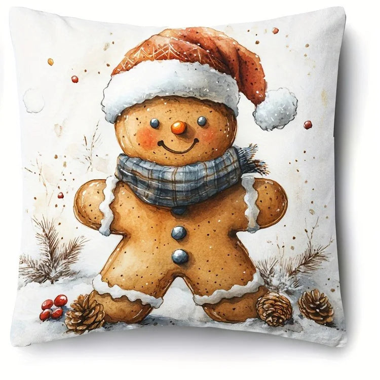 Fundas de cojín festivas de pan de jengibre 2025,funda de cojín para sofá, decoración para el hogar