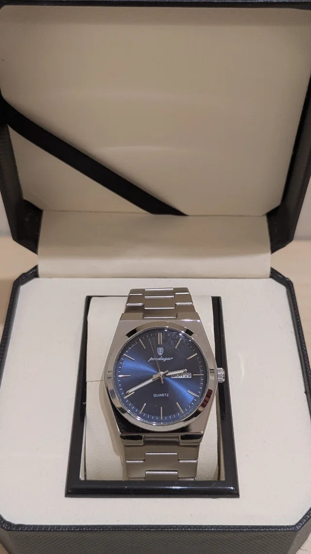 Reloj de Lujo POEDAGAR para Hombre, Reloj de Cuarzo Resistente al Agua